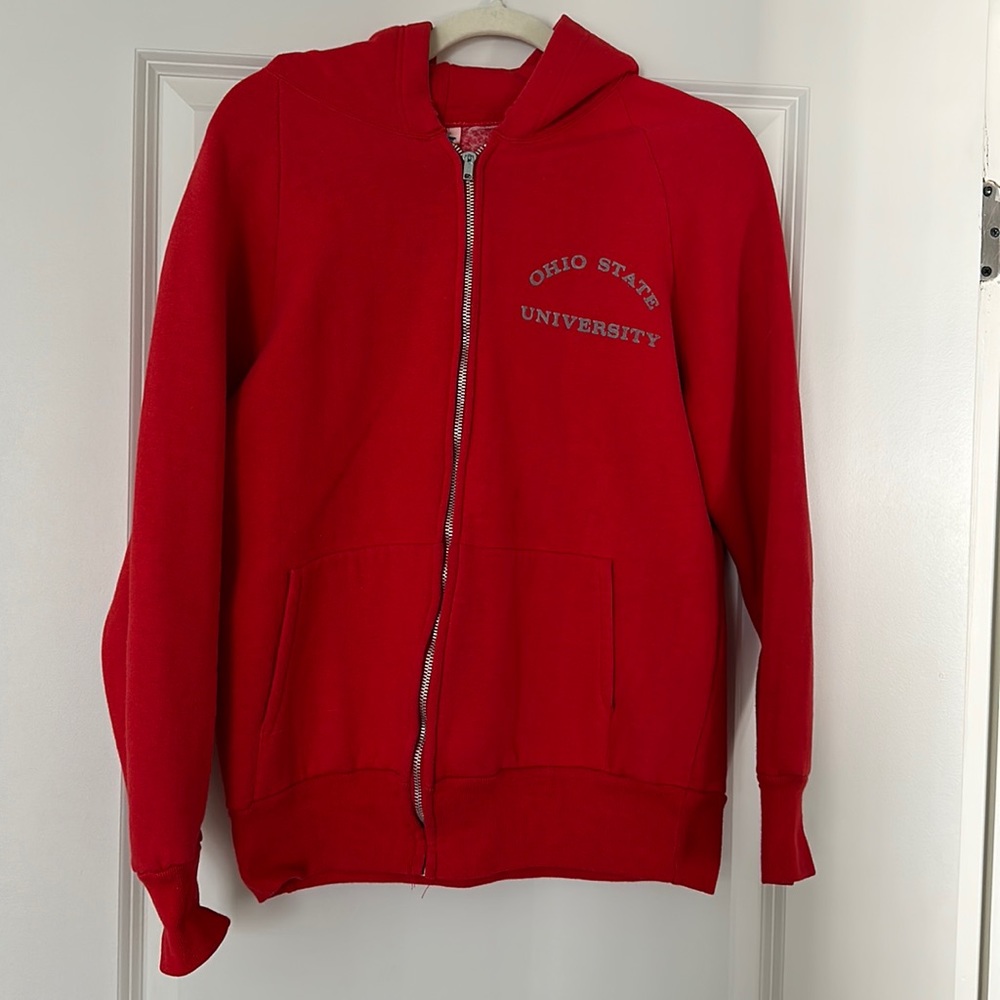 🏈 Vintage Champion Ohio State Zip Hoodie OSU Buckeyes Red M